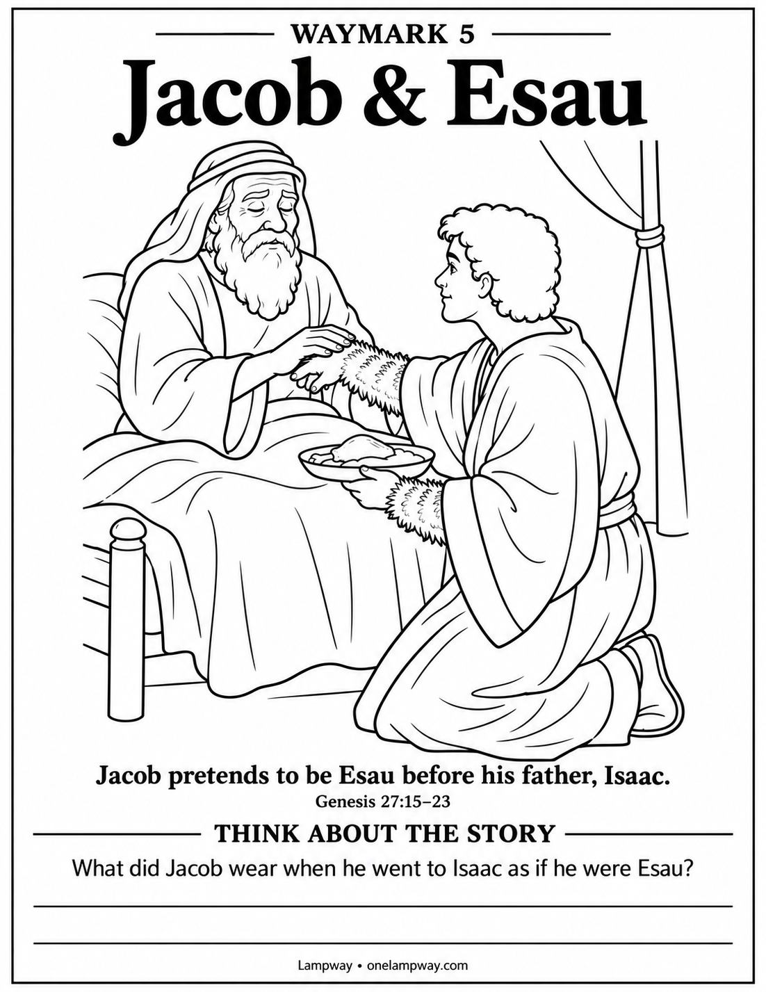 Jacob pretends to be Esau before his father, Isaac. Genesis 27:15-23. What did Jacob wear when he went to Isaac as if he were Esau?