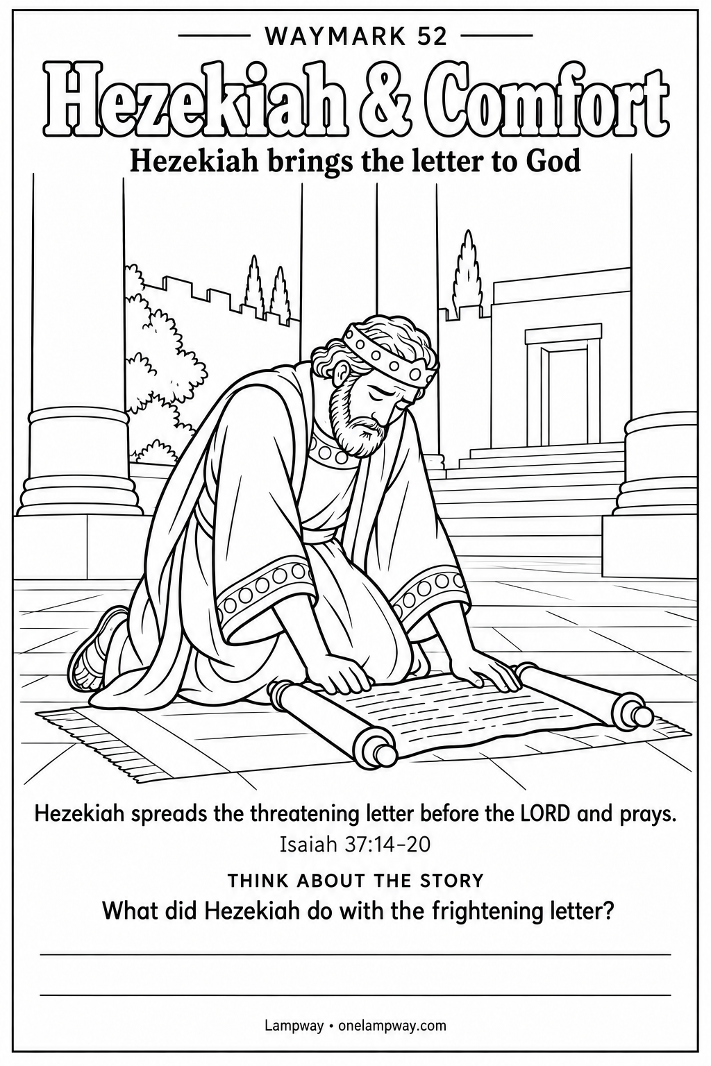 Hezekiah spreads the threatening letter before the LORD and prays. Isaiah 37:14-20. What did Hezekiah do with the frightening letter?