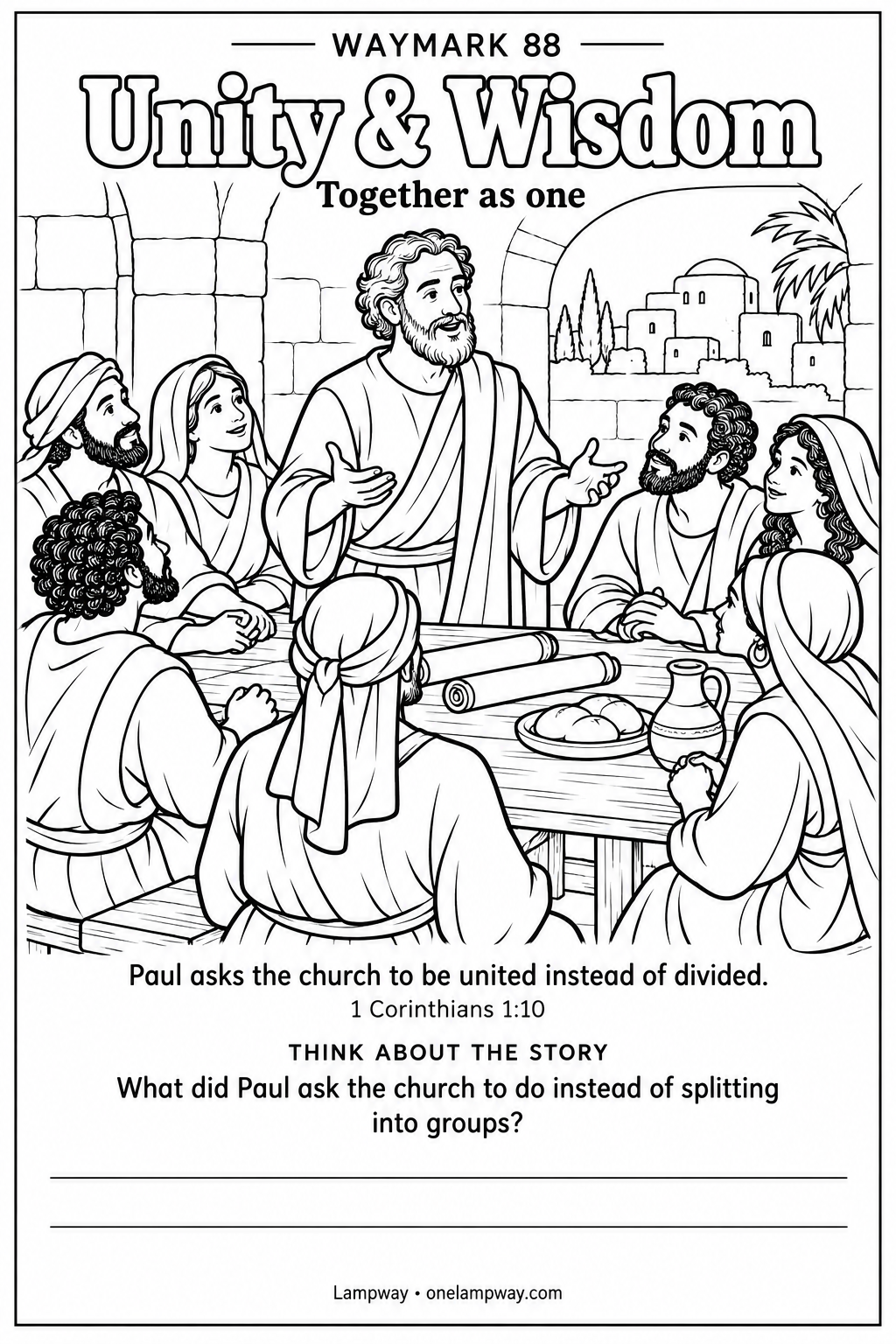 Paul asks the church to be united instead of divided. 1 Corinthians 1:10. What did Paul ask the church to do instead of splitting into groups?